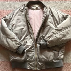 H&M pale grey satin bomber